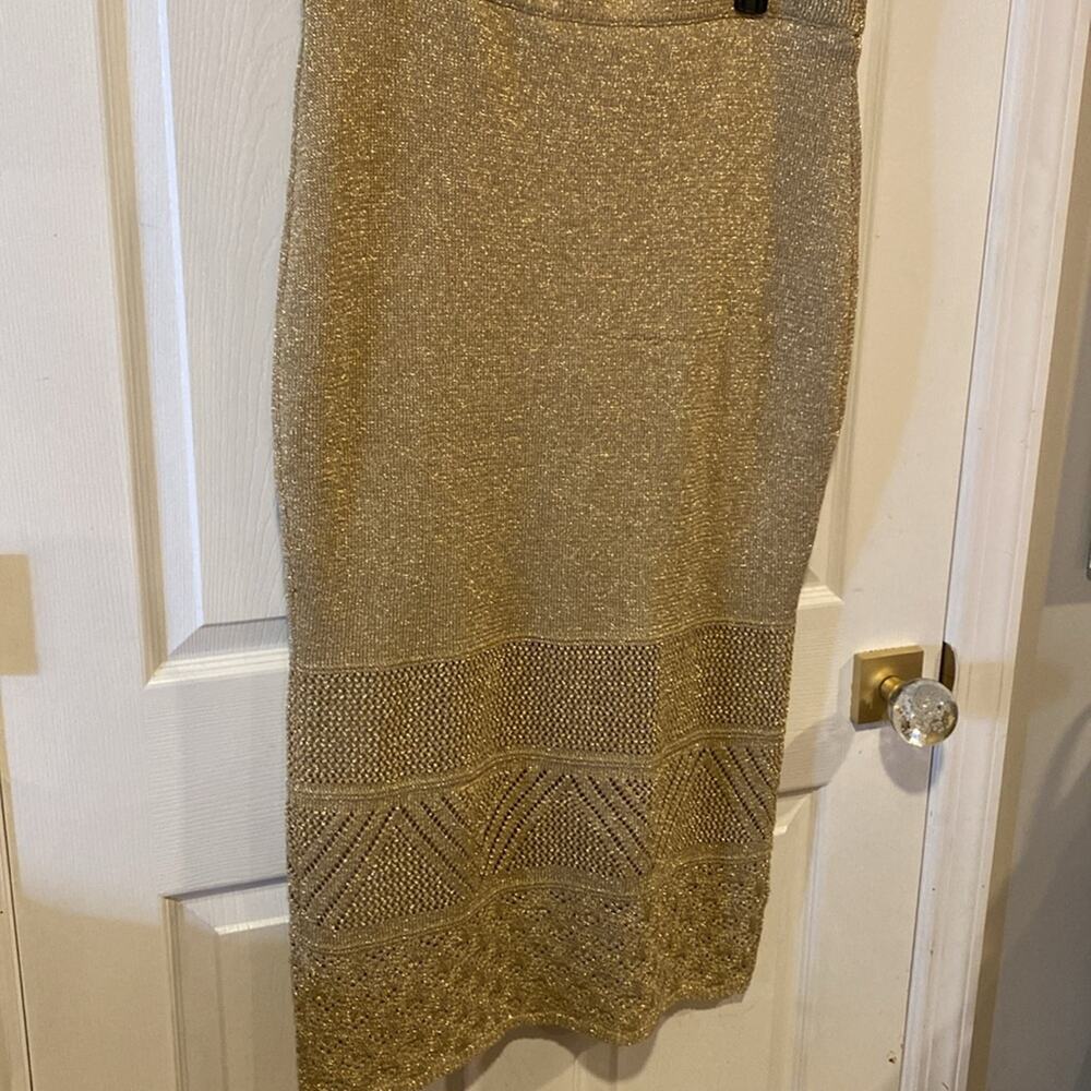 BNWT HOUSE OF HARLOW 1960 Gold Shimmer Top and Skirt Set Women’s Size Large - Picture 6 of 9